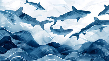 sharks in the ocean   ,Ai generative 
