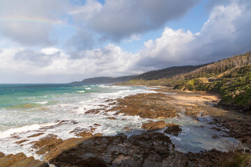 Photograph of the rugged coastline and scenery along the Great Ocean Road in Victoria in Australia