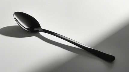 A minimalist depiction of a modern, sleek spoon against a stark, monochrome background