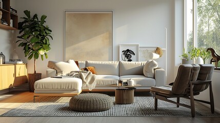 Scandinavian Elegance, interior design of modern living room 