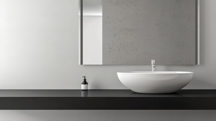 Minimalist Bathroom with Sleek Black Countertop