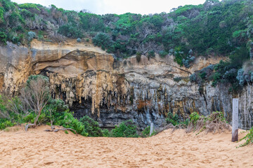 Photograph of water erosion on a cliff face at Loch Ard Gorge on the Great Ocean Road in Australia