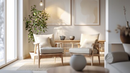 Fototapeta na wymiar Scandinavian Elegance, interior design of modern living room 