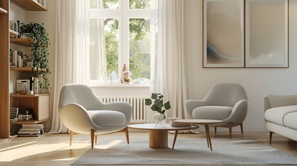Scandinavian minimalism , Modern sophisticated living room interior design