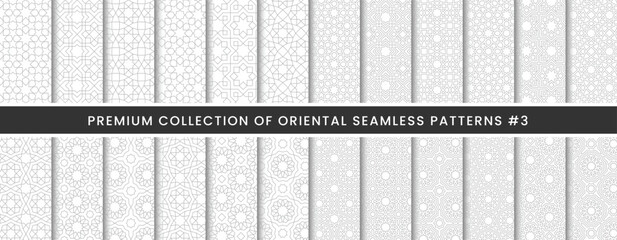 abstract seamless patterns collection, geometric pattern with arabic and turkish style use for ramadan, umrah, hajj, eid islamic celebration background