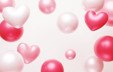 3D背景素材_ハート_赤