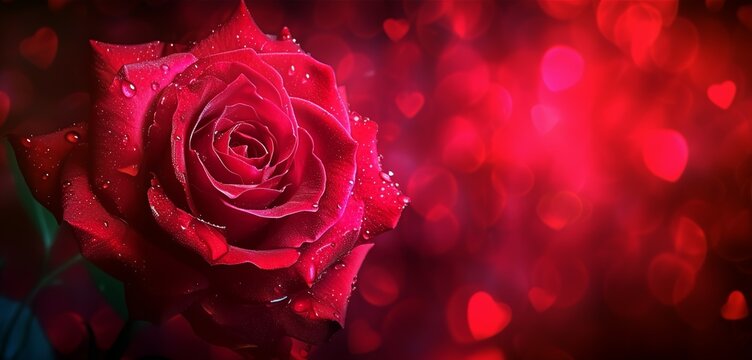 A stunning Valentine's card adorned with a vibrant red roses against a gleaming background. Made with generative AI Technology