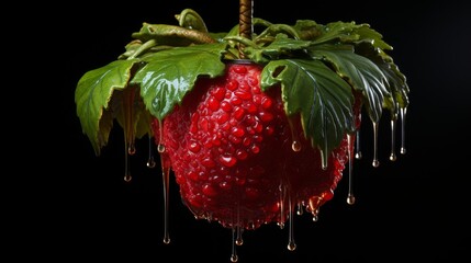 Upside Down Strawberry With Water Drops