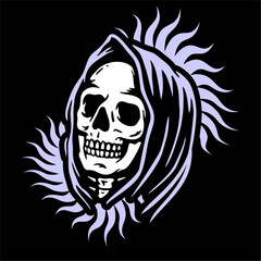 vector illustration artwork of grim reaper skull skeleton.