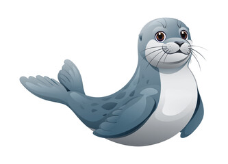 Cute seal swimming. Vector cartoon illustration isolated on white background