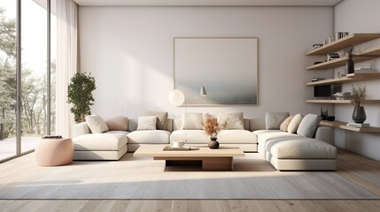 Interior design of modern scandinavian living room 