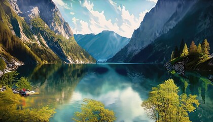 Mountain Lake Koenigssee - the magical beauty of northern nature - obrazy, fototapety, plakaty