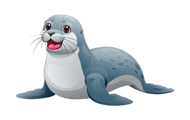Cute seal cartoon illustration isolated on white background