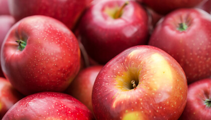 Close Up of Fresh Red Apples; detail; shallow depth field shot