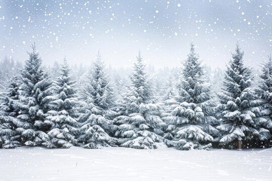 Winter landscape with fresh snowfall and pine trees Creating a serene and picturesque scene perfect for seasonal designs