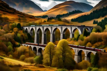 Fototapete Glenfinnan-Viadukt bridge over the river