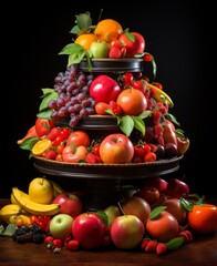 Tower of Fruit on Black Table