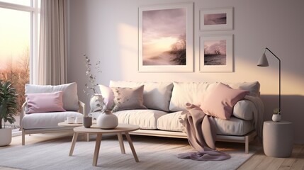 Fototapeta na wymiar Interior design of modern contemporary living room with luxury color palette 