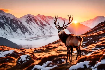 Zelfklevend Fotobehang deer in the mountains © Vani