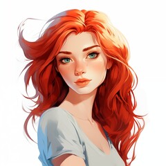 Beautiful red hair girl oil paint style