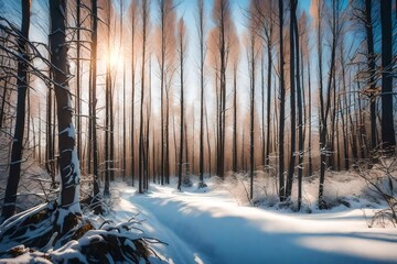 sunset in the forest