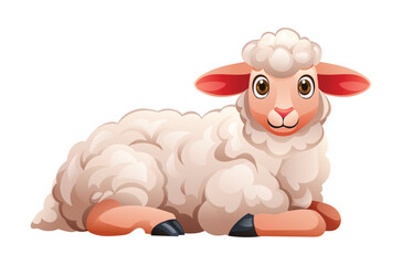 Lamb lying down. Vector cartoon illustration isolated on white background