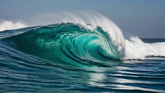 Wave breaking, Tsunami wave, heavy wave on a beach