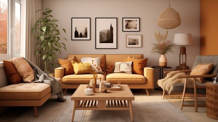 Modern living room interior style inspired by elegant color palette 