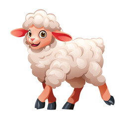 Cartoon lamb walking. Vector illustration isolated on white background