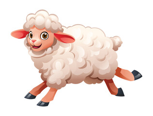 Cartoon lamb running. Vector illustration isolated on white background