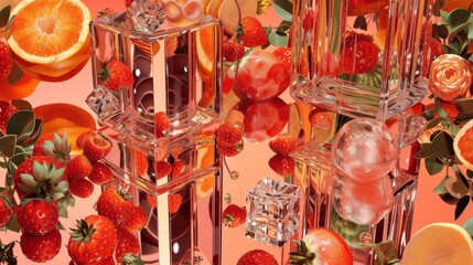 Fototapeta na wymiar Assorted Fruit Display on Table
