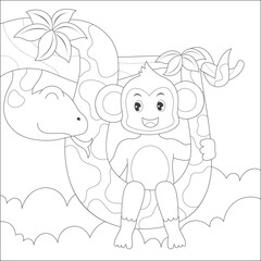 coloring monkey and snake