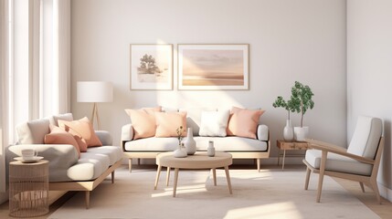 Modern sophisticated living room interior design inspired by scandinavian elegance and color palettes 
