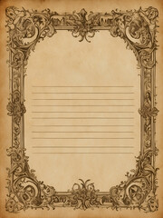 Parchment with gorgeous frames and horizontal lines