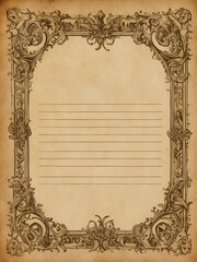 Parchment with gorgeous frames and horizontal lines