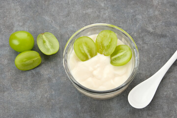 Healthy Yogurt with fresh grapes
