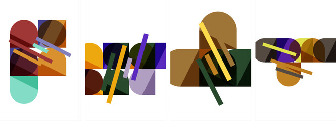 Square and round shape geometric poster set for wallpaper, business card, cover, poster, banner, brochure, header, website