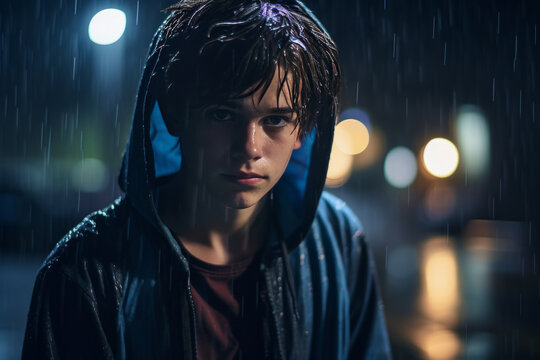 Rainy Night Whispers: Teen's Reflection