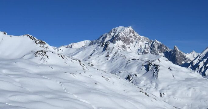 The Petit Saint Bernard pass and the Mont Blanc, Savoie department, France