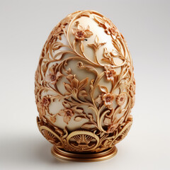 Intricately Carved Decorative Egg on Stand


