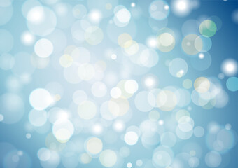 Abstract blur bokeh with lights on blue background. Vector illustration