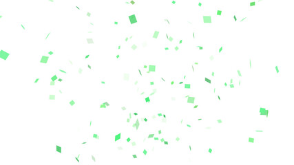 Background material with dancing green confetti　グリーンの紙吹雪が舞う背景素材