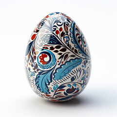 Intricately Painted Easter Egg with Traditional Folk Patterns


