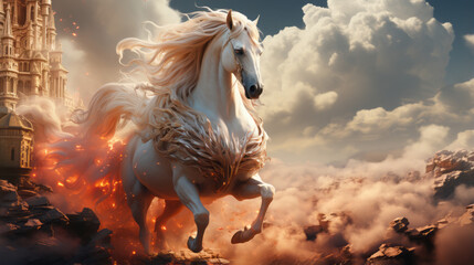 Obraz na płótnie Canvas Galloping Freedom: Captivating Stallion in a Majestic Vector Illustratio, generative AI