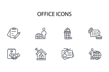 Office icon set.vector.Editable stroke.linear style sign for use web design,logo.Symbol illustration.