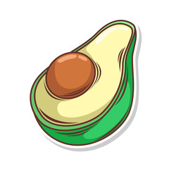 Avocado fruit  doodle hand draw  vector illustration