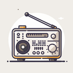 retro radio cartoon icon flat design illustration