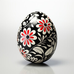 Decorative Floral Easter Egg on a White Background

