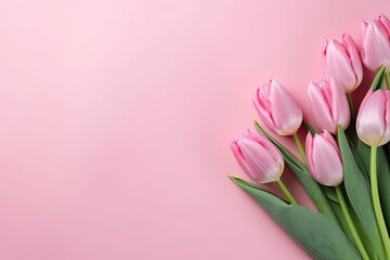 Pink Tulip Flowers on Pink Background