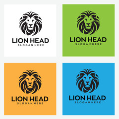 Lion head logo design with editable vector file